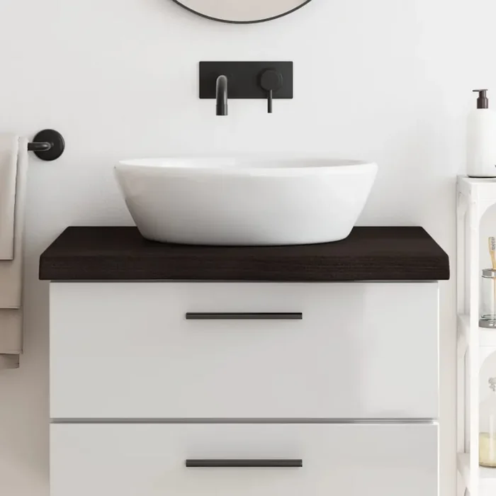 Bathroom Countertop Dark Brown 80x50x(2-6) cm Treated Solid Wood